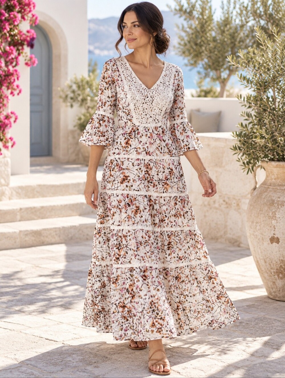 NWT Etnik Esintiler Floral Lace Maxi Dress L Runs Small Boho